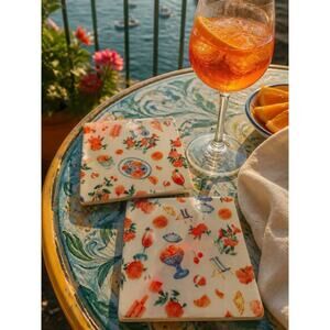Italian Summer Coasters Set of 2 | Amalfi Coast Inspired Tile Coasters